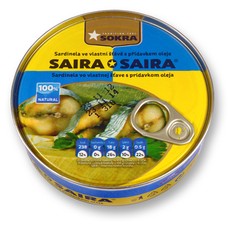 SAIRA*SAIRA sardinela ve vlastní šťávě s přídavkem oleje 240 g SOKRA