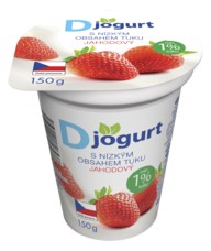 D-jogurt jahoda 150 g (s nízkým obsahem tuku min. 1%, s cukrem a sladidlem)