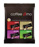 Coffee Amo Furé s náplňou s kávovou príchuťou celomáčané v čokoláde - zmes príchutí: Orechové cappuccino, Latté, Espresso a Írska káva 100 g
